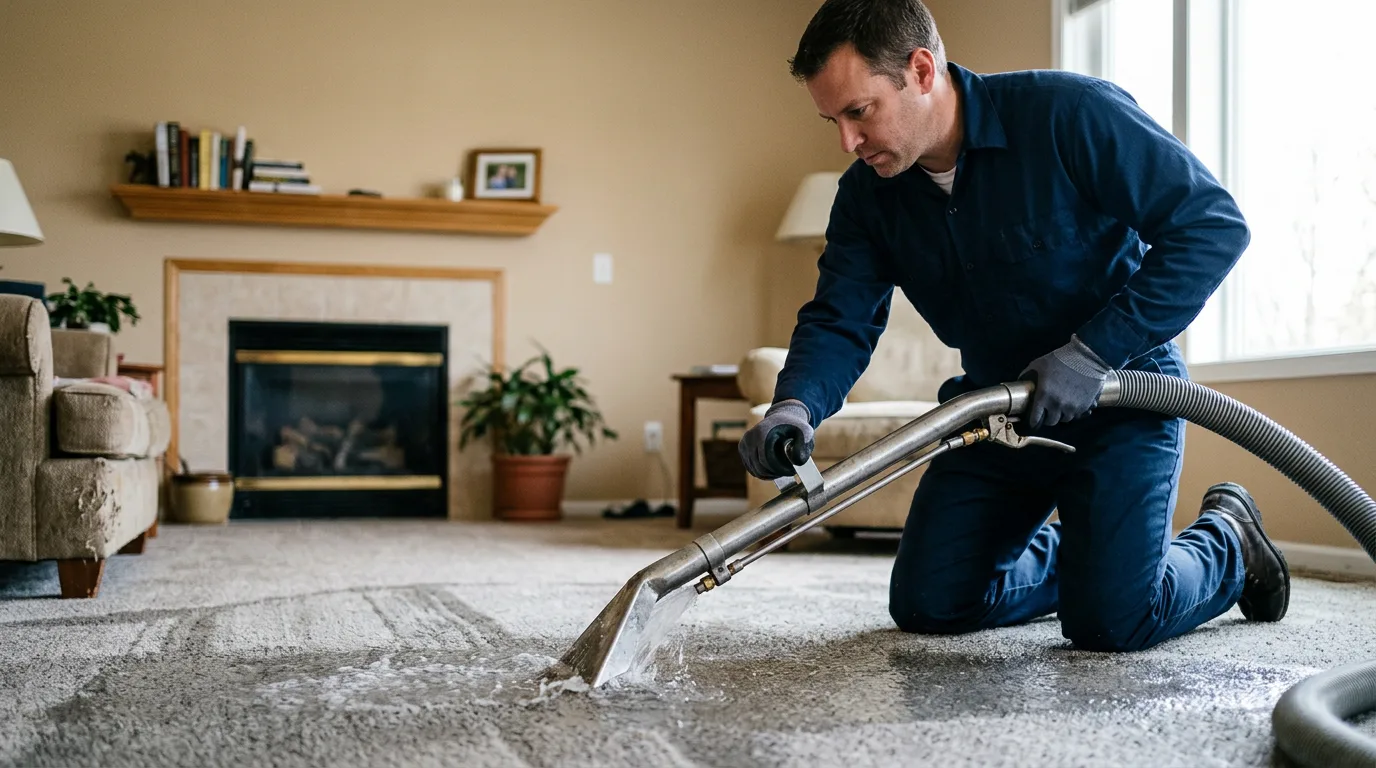 Water damage restoration technician working near New Castle, AL